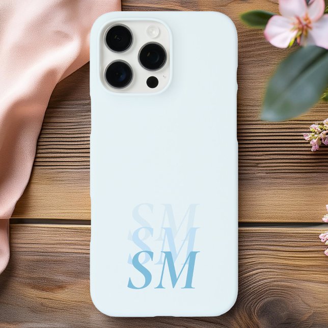 Elegant Modern Blue Initial Monogram Case-Mate iPhone Case (Creator Uploaded)