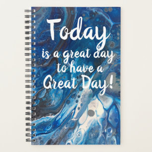 Elegant Modern Blue Marble Motivational Quote Planner