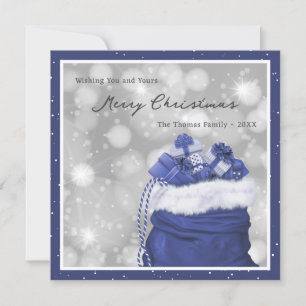 Elegant Modern Blue Merry Christmas Card
