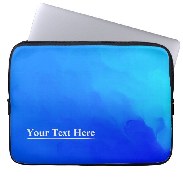 Elegant Modern Blue Personalised Template Laptop Sleeve (Front)