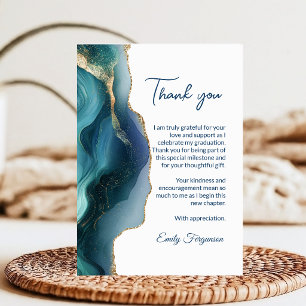 Elegant & Modern Blue Sapphire Agate Graduation Thank You Card