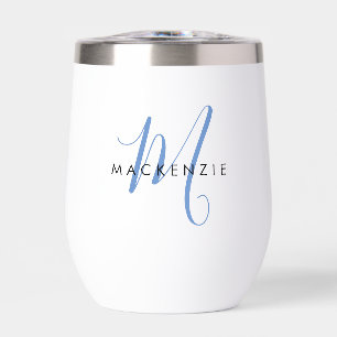 Elegant Modern Blue Script Monogram