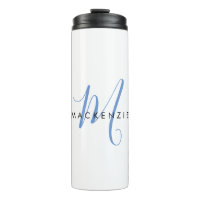 Elegant Modern Blue Script Monogram
