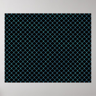 Elegant Modern Blue Teal Fence Chain Pattern Poster