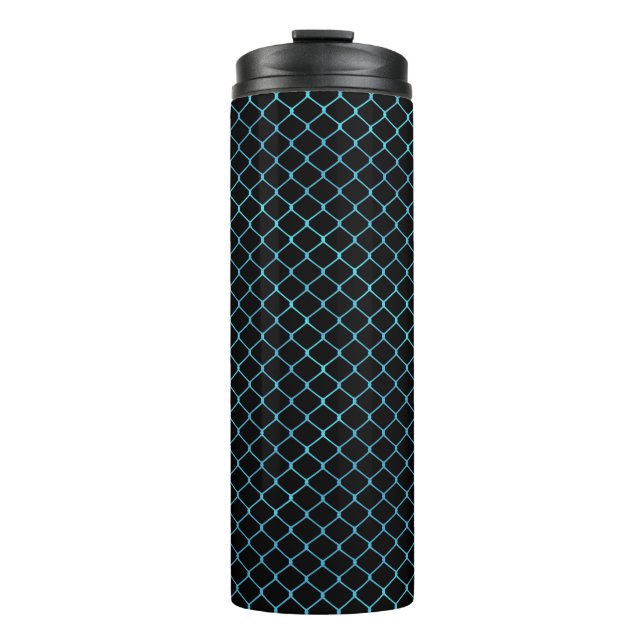 Elegant Modern Blue Teal Fence Chain Pattern | Thermal Tumbler (Front)
