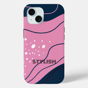 Elegant & Modern Blue & White iPhone 15 Case