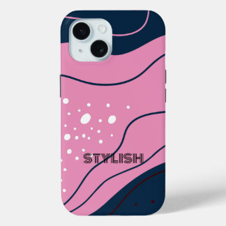 Elegant  & Modern Blue & White  iPhone 15 Case