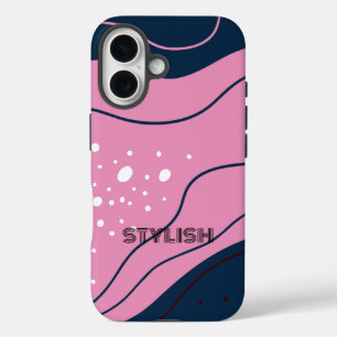 Elegant  & Modern Blue & White  iPhone 16 Case