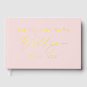 Elegant Modern Blush and Gold Wedding Guest Book