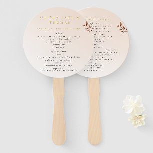 Elegant Modern Blush Beige Orange Floral Wedding Hand Fan