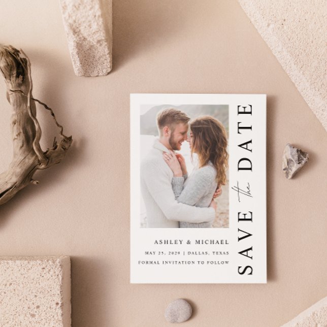Elegant Modern Blush Photo Wedding Save The Date (Save Your Date in Style! Elegant & Personalizable Wedding Card. 💍💌 [Add Details])