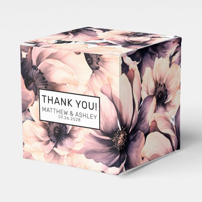 Elegant Modern Blush Pink Floral Wedding Favour Box (Front Side)