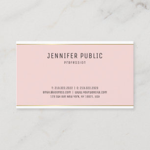 Elegant Modern Blush Pink Gold Design Plain Trendy Business Card