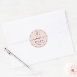 Elegant Modern Blush Pink Hair Stylist Collection Classic Round Sticker
