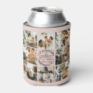 Elegant Modern Blush Pink Photo Collage Keepsake Can Cooler