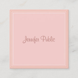 Elegant Modern Blush Pink Template Script Trendy Square Business Card
