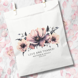 Elegant Modern Boho Chic Pink Floral Wedding Favour Bags