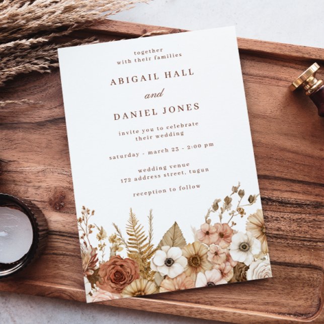 Elegant Modern Boho Floral Wedding Invitation (Creator Uploaded)