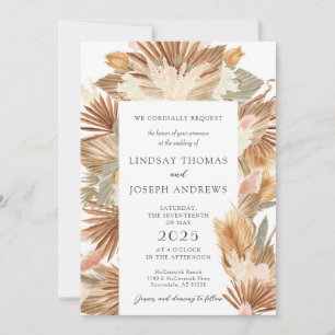 Elegant Modern Boho Floral Wedding Invitation
