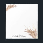 Elegant Modern Boho Pampas Grass Foliage Glitter Notepad<br><div class="desc">Personalised stationary with elegant boho bouquet of dried pampas grass and branches with faux glitter effect.</div>