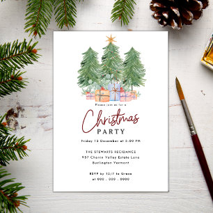 Elegant Modern Boho Trees Christmas Holiday Party Invitation