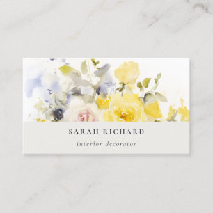 Elegant Modern Boho Vinatge Colourful Rose Floral Business Card