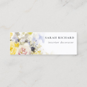 Elegant Modern Boho Vinatge Colourful Rose Floral Mini Business Card