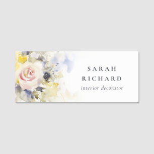 Elegant Modern Boho Vinatge Colourful Rose Floral Name Tag