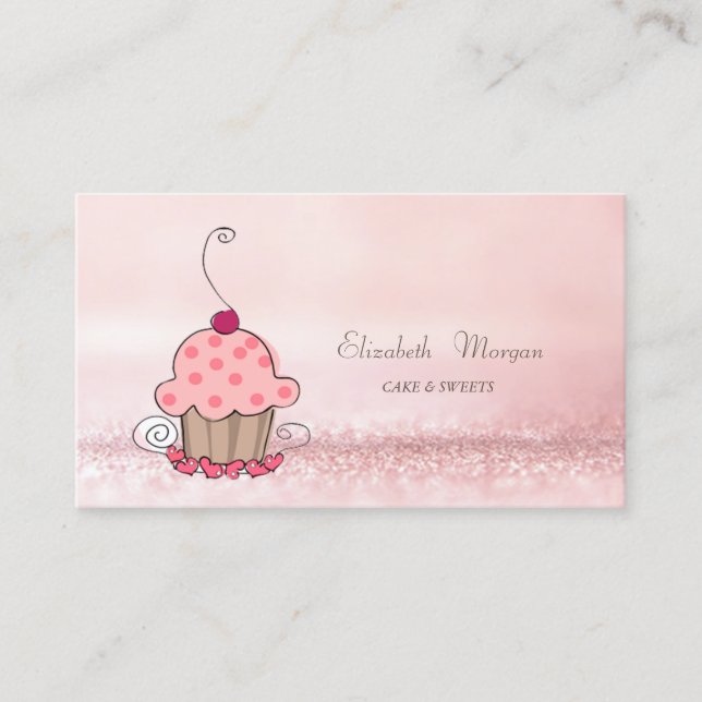 Elegant Modern Bokeh Cake Sweets Business Card (Front)