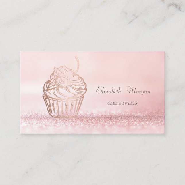 Elegant Modern Bokeh Cake Sweets,Cupcake Business Card (Front)