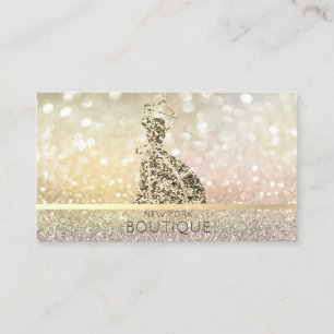 Elegant Modern Bokeh Gold Glitter Dress Business Card