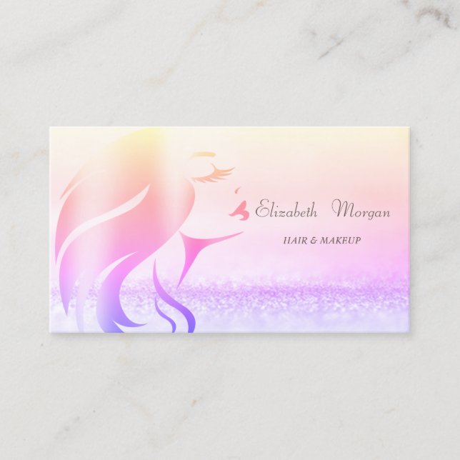 Elegant Modern Bokeh Ombre Girl Silhouette Business Card (Front)