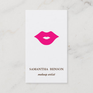 Elegant Modern Bold Pink Lips Makeup Artist Business Card