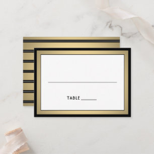 Elegant Modern Border Black & Gold Large Escort / Place Card