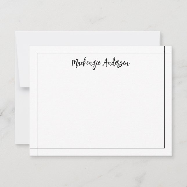Elegant Modern Border Square Black and White Card (Front)