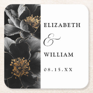 Elegant Modern Botanical Boho Floral Wedding Square Paper Coaster