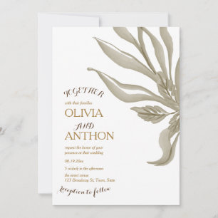 Elegant Modern Botanical Floral & Gold writing Invitation