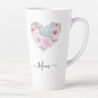 Elegant Modern Botanical Green Pink Flower Heart