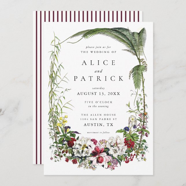 Elegant Modern Botanical Greenery Wedding Invitation (Front/Back)