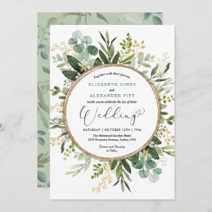 Elegant Modern Botanical Greenery Wedding Invitation