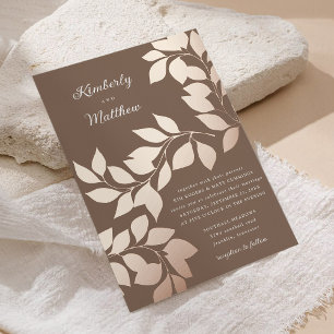 Elegant Modern Botanical Leaves Rose Gold Wedding