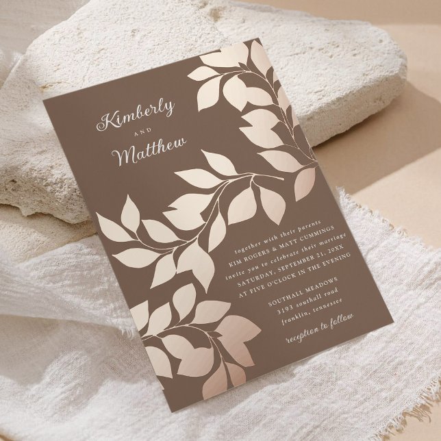 Elegant Modern Botanical Leaves Rose Gold Wedding  (Creator Uploaded)