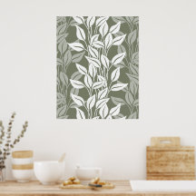 Elegant Modern Botanical Moss Green Foliage