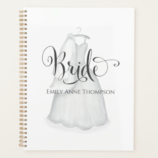 Elegant Modern Bride Wedding Minimalist Dress Planner (Front)