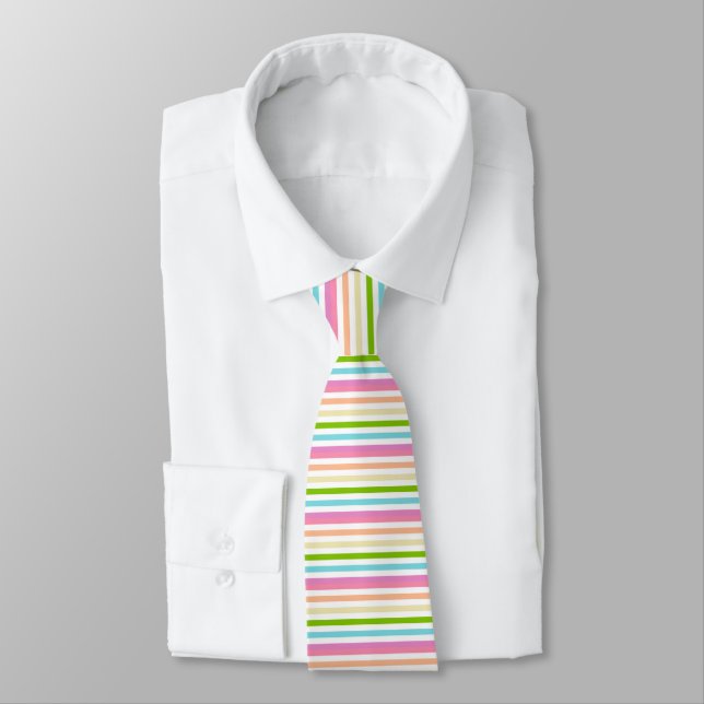 Elegant Modern Bright Colours Striped Template Tie (Tied)