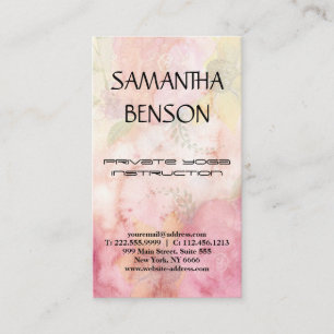 Elegant modern bright watercolor yoga business card