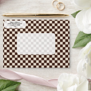Elegant, Modern Brown & Ecru Checkered Envelope