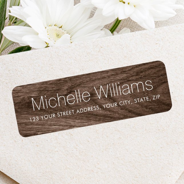 Elegant modern brown wood grain return address (Elegant modern brown wood grain return address label)