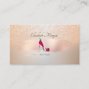 Elegant Modern, Brush Stroke,Floral High Heels Business Card