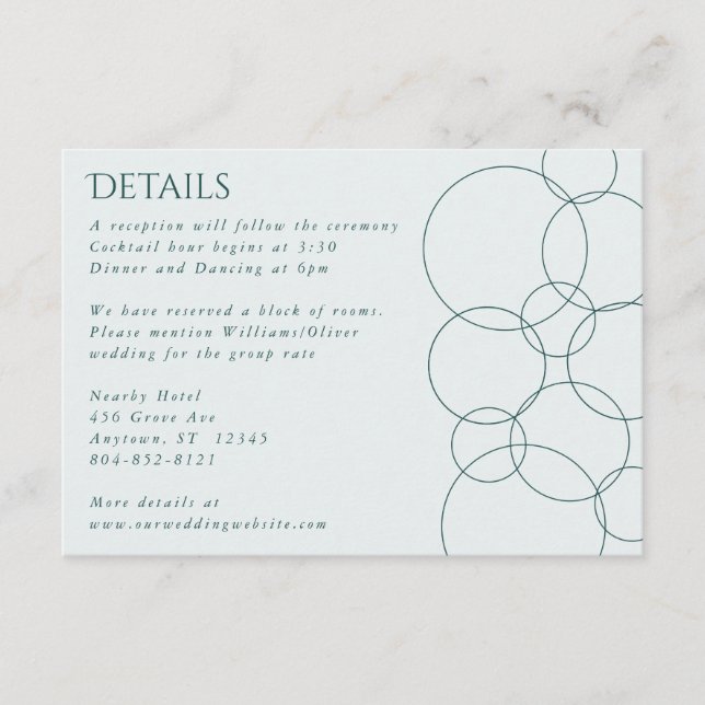 Elegant Modern Bubbles Geometric Grey & Dark Teal Enclosure Card (Front)